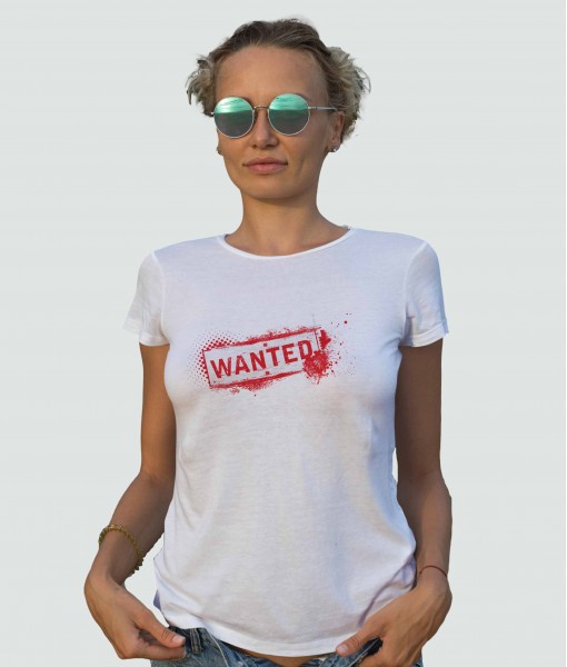 Дамска тениска с щампа Текст и надписи WANTED